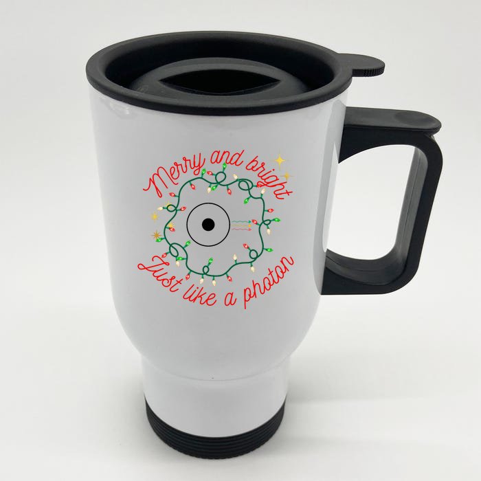 Merry And Bright Just Like A Photon Physics Christmas Front & Back Stainless Steel Travel Mug