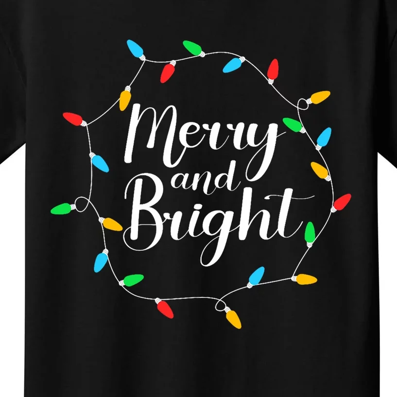 Merry And Bright Christmas Lights Kids T-Shirt