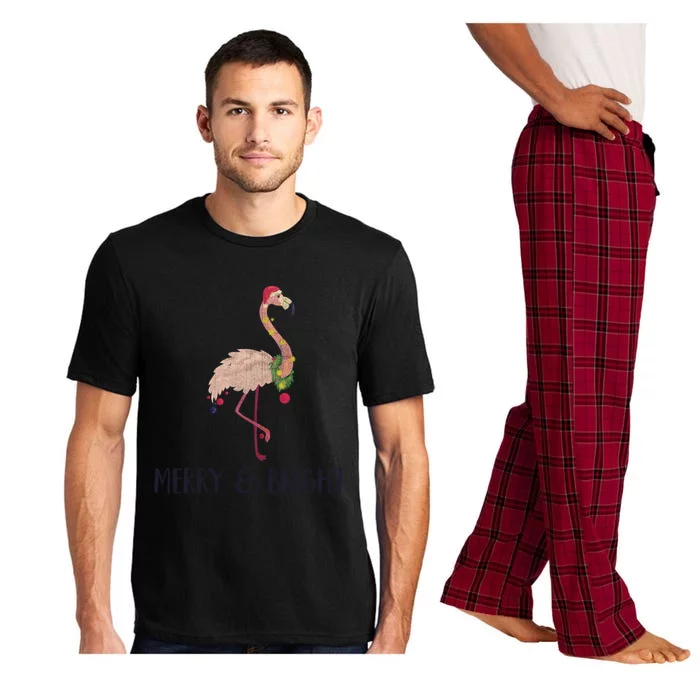 Merry And Bright Pink Flamingo Christmas Meaningful Gift Pajama Set