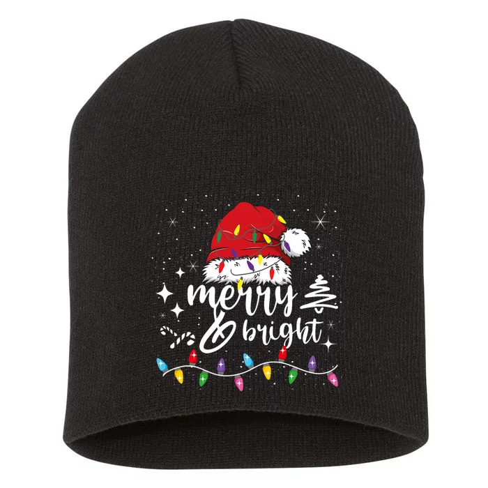 Merry And Bright Christmas Lights Xmas Short Acrylic Beanie