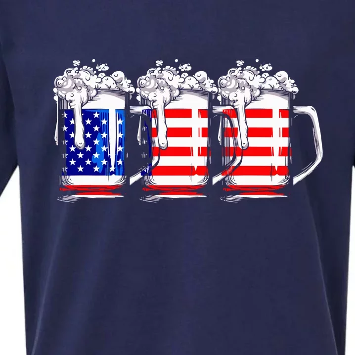 Men American Beer 4th Of July American Flag Sueded Cloud Jersey T-Shirt