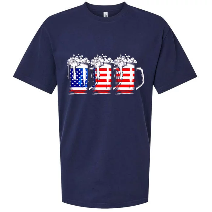 Men American Beer 4th Of July American Flag Sueded Cloud Jersey T-Shirt