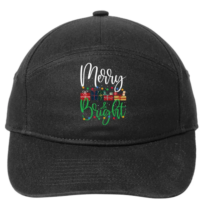 Merry And Bright Christmas Lights Xmas Holiday 7-Panel Snapback Hat