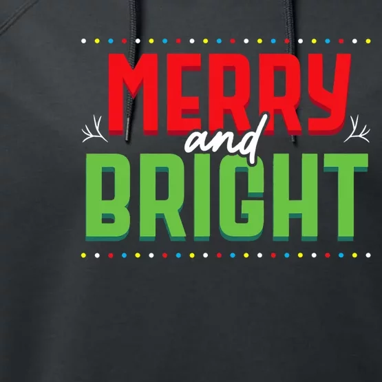 Merry And Bright Christmas Lights Xmas Party Holiday Performance Fleece Hoodie