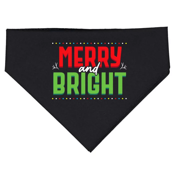 Merry And Bright Christmas Lights Xmas Party Holiday USA-Made Doggie Bandana