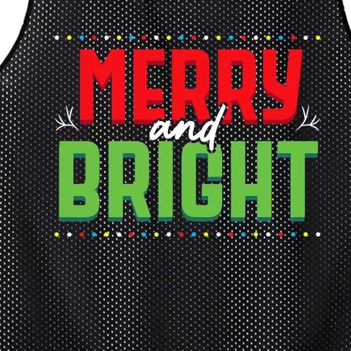 Merry And Bright Christmas Lights Xmas Party Holiday Mesh Reversible Basketball Jersey Tank