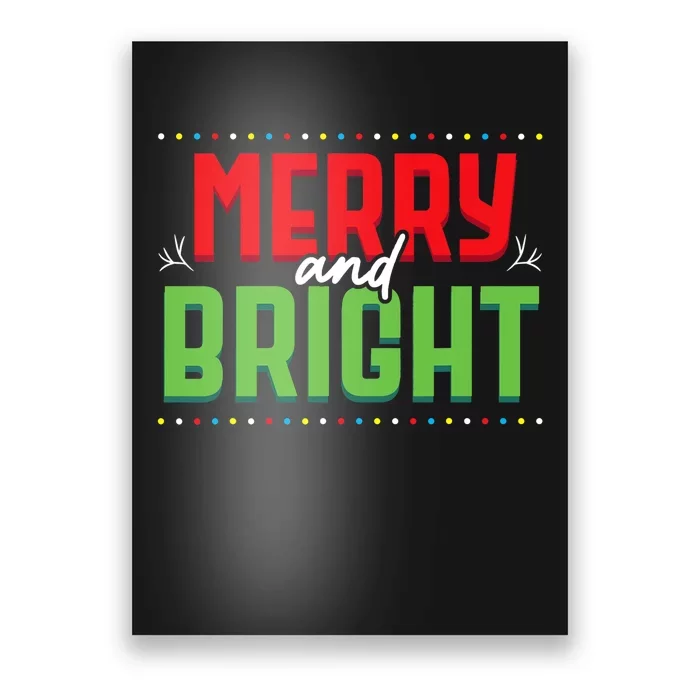 Merry And Bright Christmas Lights Xmas Party Holiday Poster