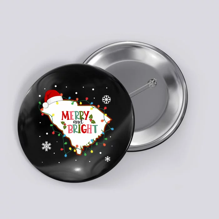 Merry And Bright Christmas Lights Xmas South Carolina State Button