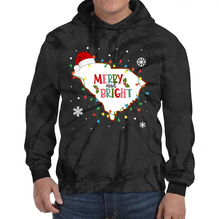 Merry And Bright Christmas Lights Xmas South Carolina State Tie Dye Hoodie