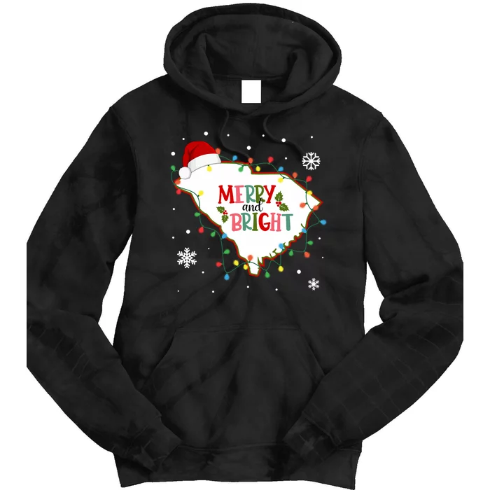 Merry And Bright Christmas Lights Xmas South Carolina State Tie Dye Hoodie