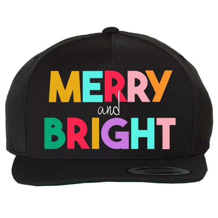 Merry And Bright Christmas Modern Colorful Holiday Long Sleeve Wool Snapback Cap