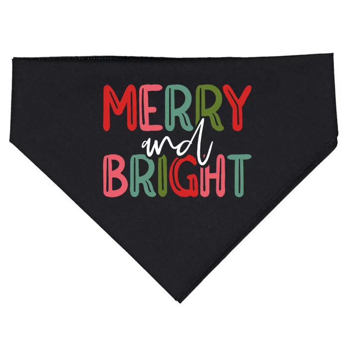 Merry And Bright Christmas Pajama Cute Xmas Holiday USA-Made Doggie Bandana