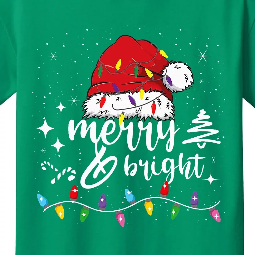 Merry And Bright Christmas Lights Xmas Kids T-Shirt