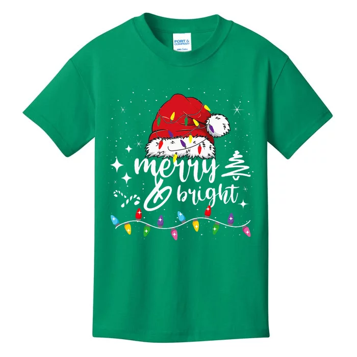 Merry And Bright Christmas Lights Xmas Kids T-Shirt