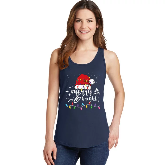 Merry And Bright Christmas Lights Xmas Ladies Essential Tank