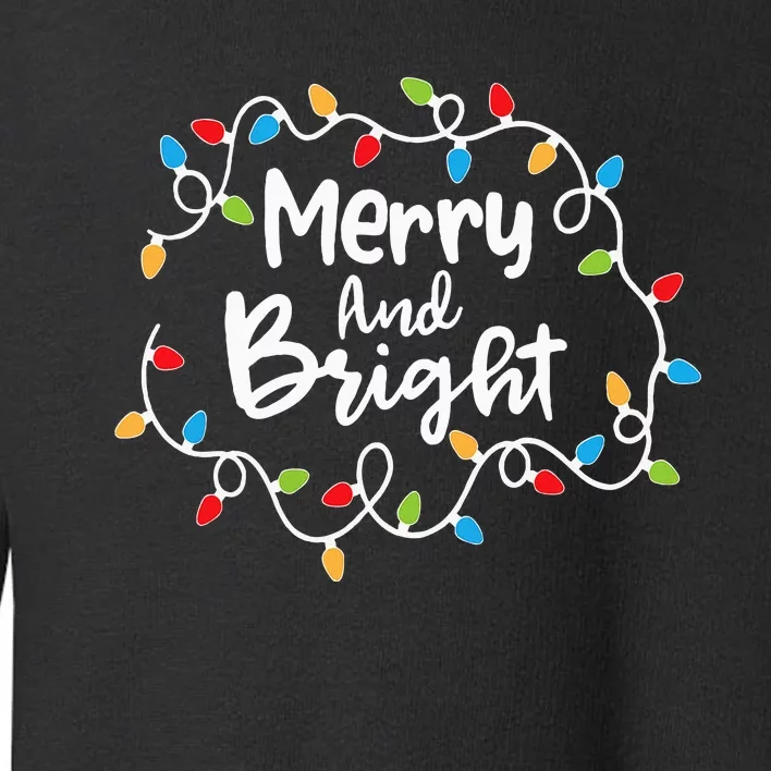 Merry And Bright Santa Christmas Xmas Lights Pajamas Holiday Toddler Sweatshirt