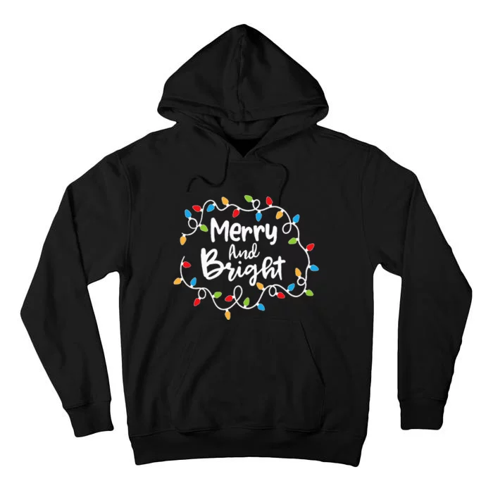 Merry And Bright Santa Christmas Xmas Lights Pajamas Holiday Tall Hoodie