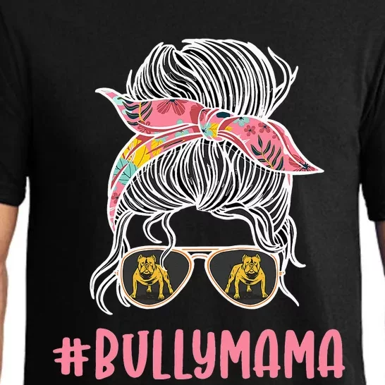 Mama American Bully Mom Messy Bun Mother's day Pajama Set