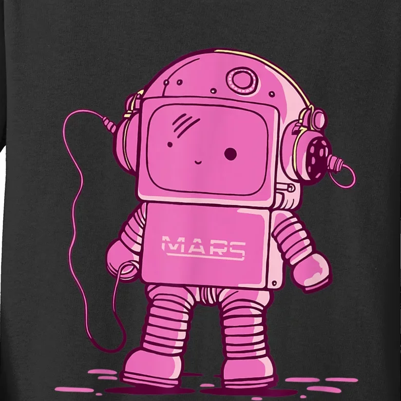 Mars Astro Bot Pink Kids Long Sleeve Shirt