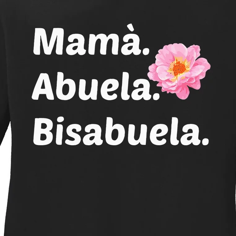 Mama Abuela Bisabuela Mothers Day Grandma Spanish Flower Ladies Long Sleeve Shirt