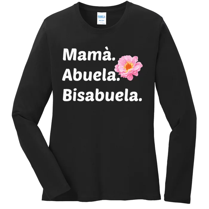 Mama Abuela Bisabuela Mothers Day Grandma Spanish Flower Ladies Long Sleeve Shirt