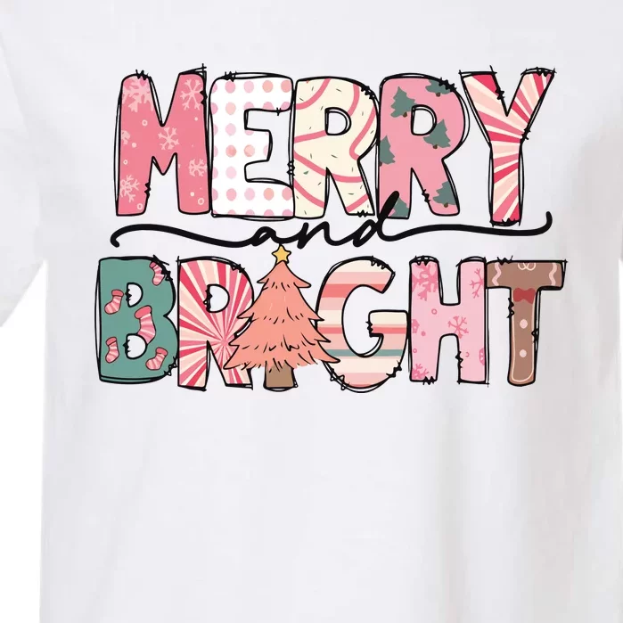 Merry And Bright Pink Christmas Garment-Dyed Heavyweight T-Shirt