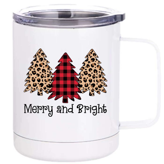 Merry And Bright Trees Front & Back 12oz Stainless Steel Tumbler Cup