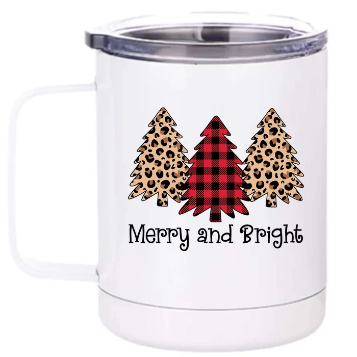 Merry And Bright Trees Front & Back 12oz Stainless Steel Tumbler Cup