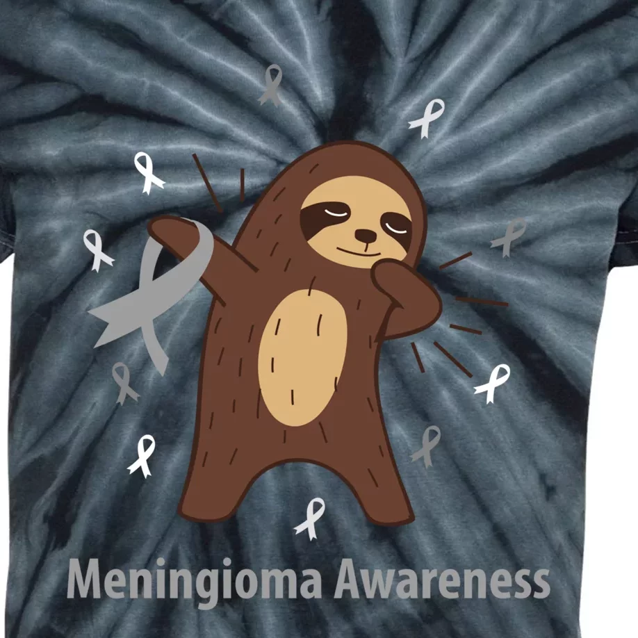 Meningioma Awareness Brain Cancer Related Sloth Ribbon Gift Kids Tie-Dye T-Shirt