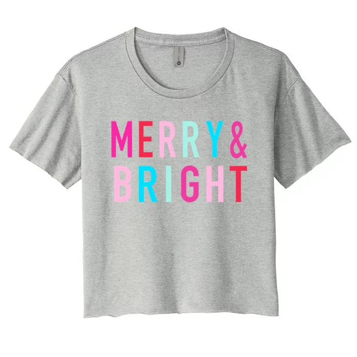 Merry And Bright Christmas Cool Gift Women's Crop Top Tee