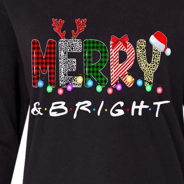 Merry And Bright Christmas Lights Funny Family Christmas Womens Cotton Relaxed Long Sleeve T-Shirt