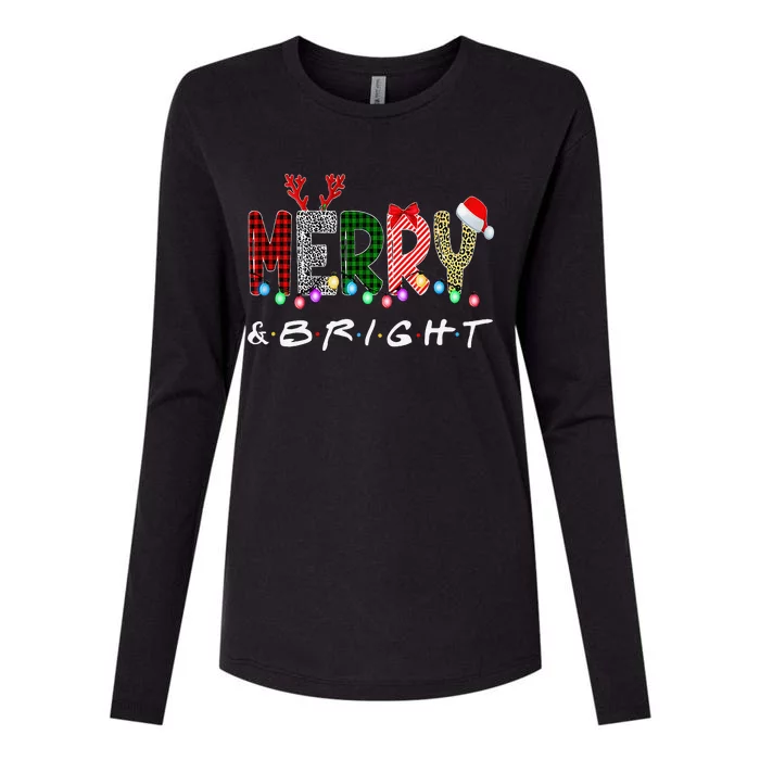 Merry And Bright Christmas Lights Funny Family Christmas Womens Cotton Relaxed Long Sleeve T-Shirt