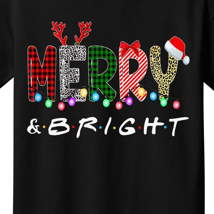 Merry And Bright Christmas Lights Funny Family Christmas Kids T-Shirt