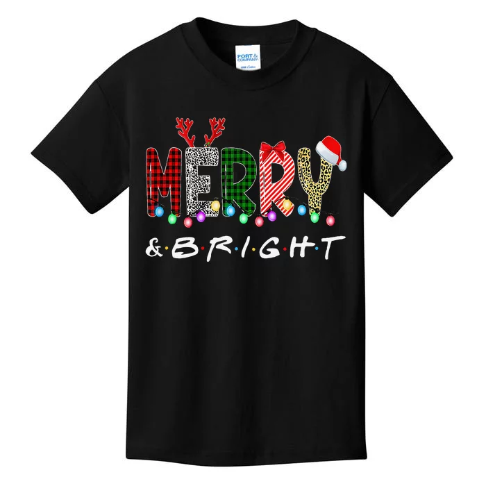 Merry And Bright Christmas Lights Funny Family Christmas Kids T-Shirt