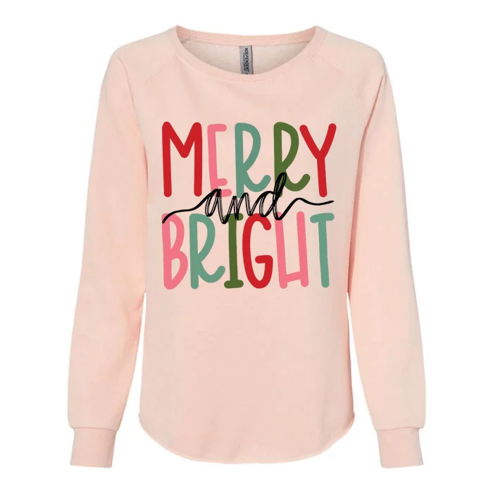 Merry And Bright Christmas Women Girls Kids Cute Womens California Wash Sweatshirt