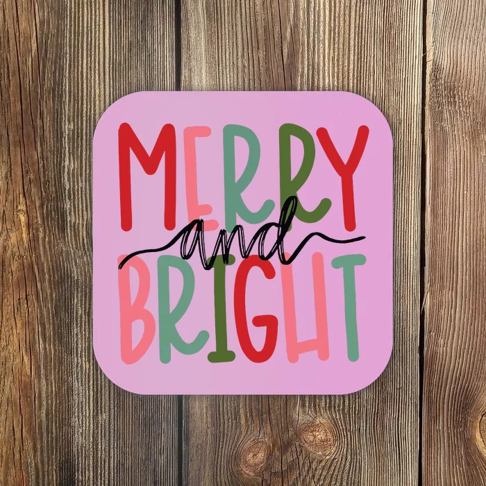 Merry And Bright Christmas Women Girls Kids Cute Coaster