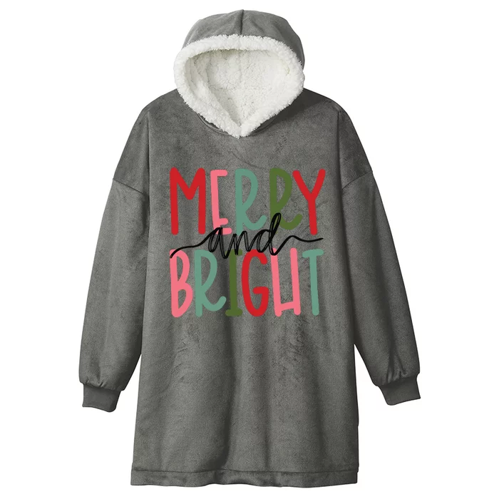 Merry And Bright Christmas Women Girls Kids Cute Hooded Wearable Blanket