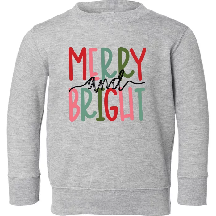 Merry And Bright Christmas Women Girls Kids Cute Toddler Sweatshirt