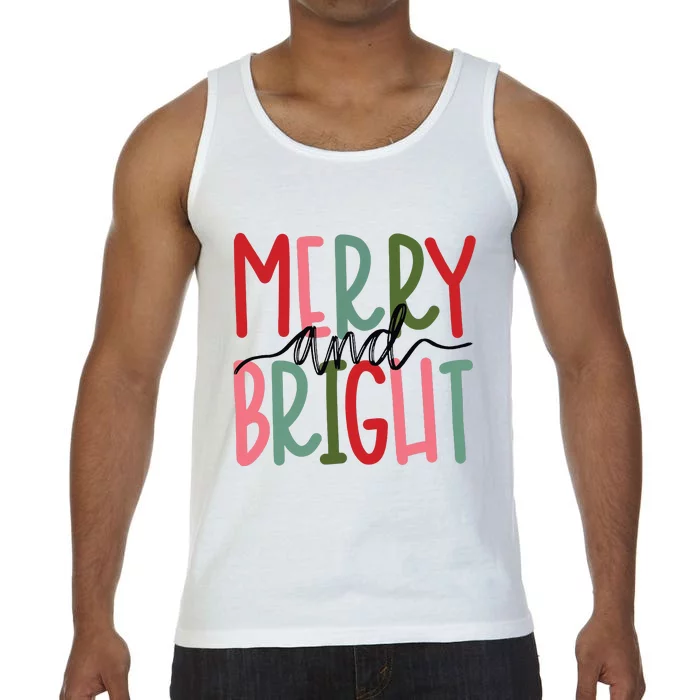 Merry And Bright Christmas Women Girls Kids Cute Comfort Colors® Tank Top