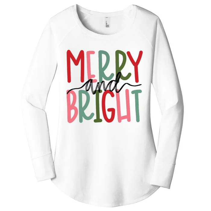 Merry And Bright Christmas Women Girls Kids Cute Women's Perfect Tri Tunic Long Sleeve Shirt