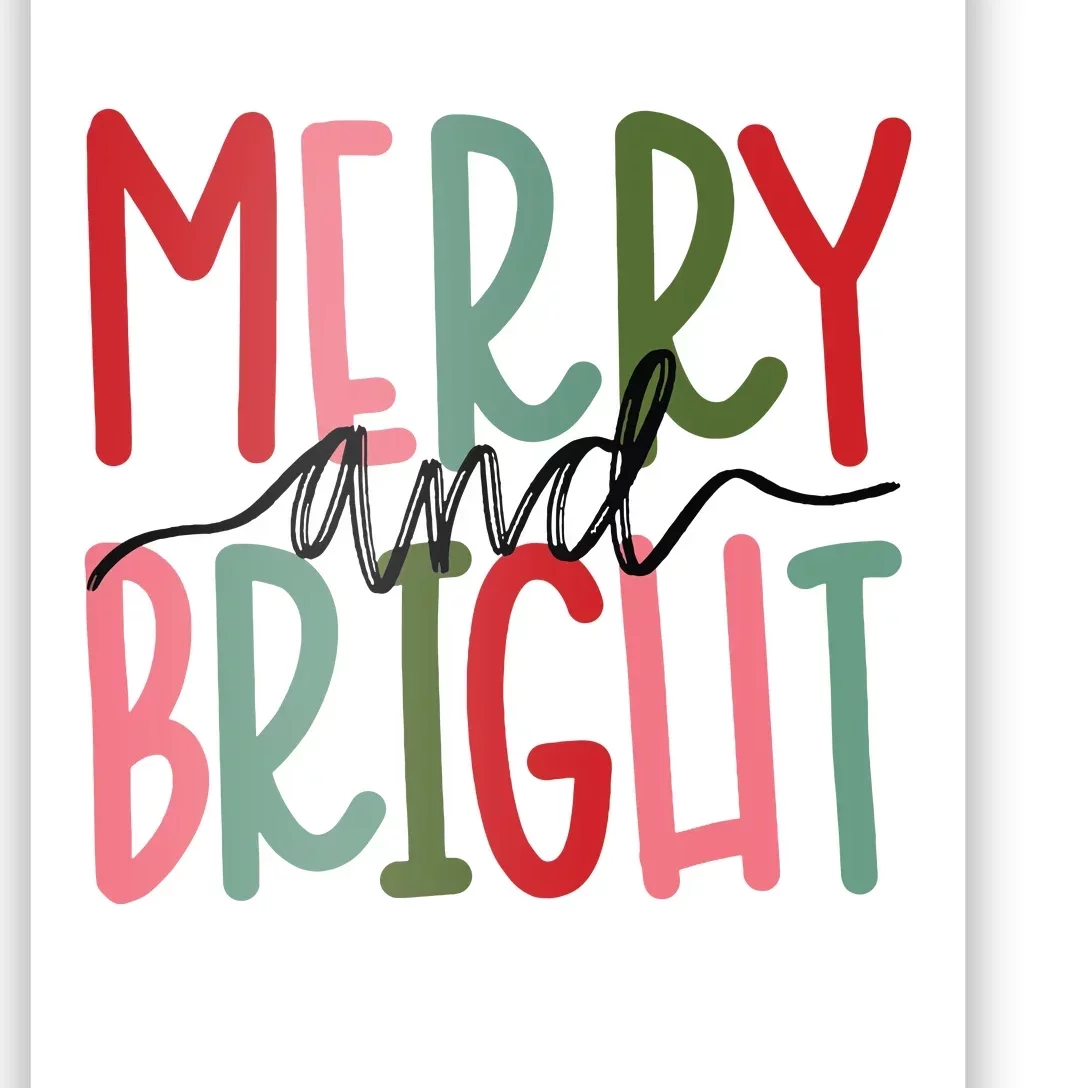 Merry And Bright Christmas Women Girls Kids Cute Poster