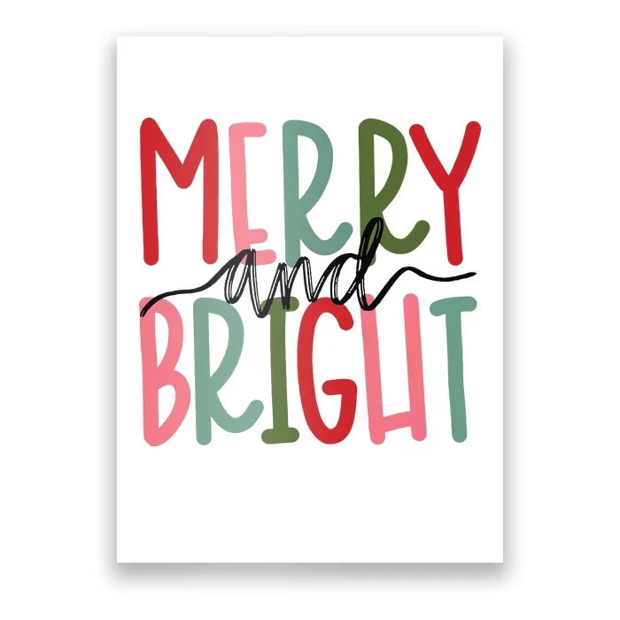 Merry And Bright Christmas Women Girls Kids Cute Poster