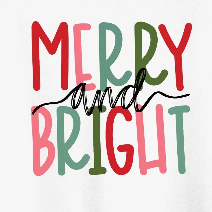 Merry And Bright Christmas Women Girls Kids Cute Toddler T-Shirt