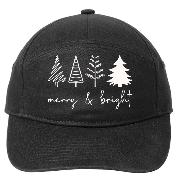 Merry And Bright Cute Christmas Tree 7-Panel Snapback Hat