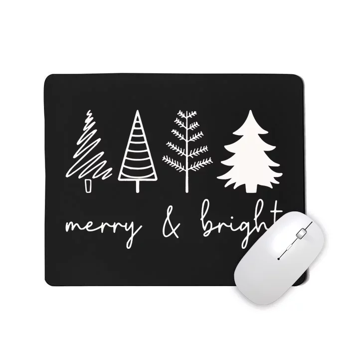 Merry And Bright Cute Christmas Tree Mousepad