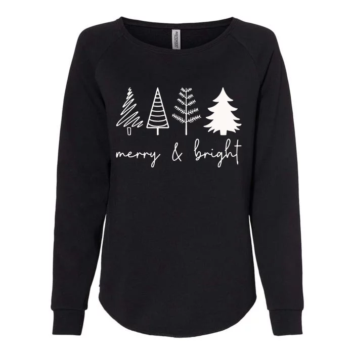 Merry And Bright Cute Christmas Tree Womens California Wash Sweatshirt