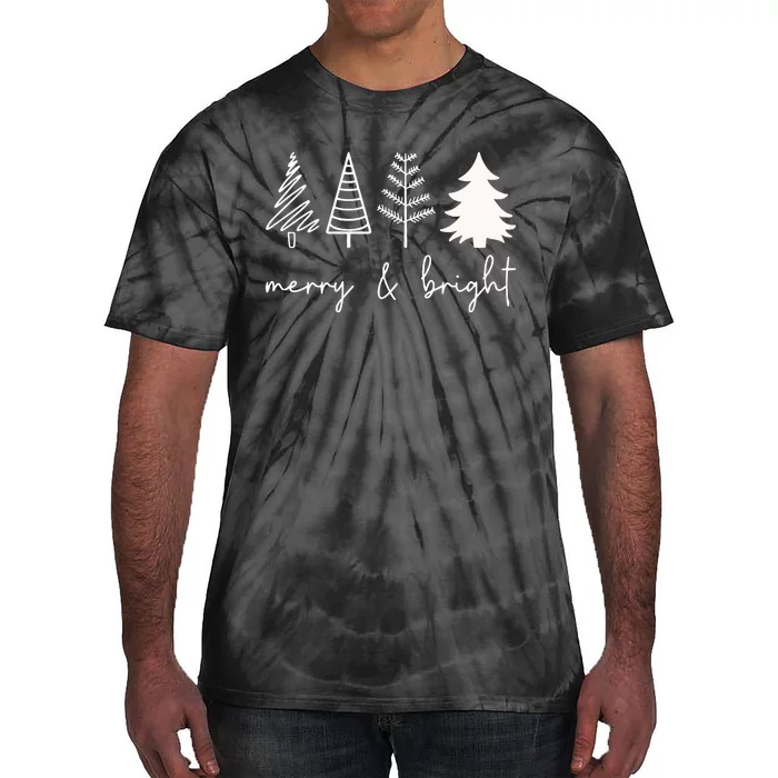 Merry And Bright Cute Christmas Tree Tie-Dye T-Shirt