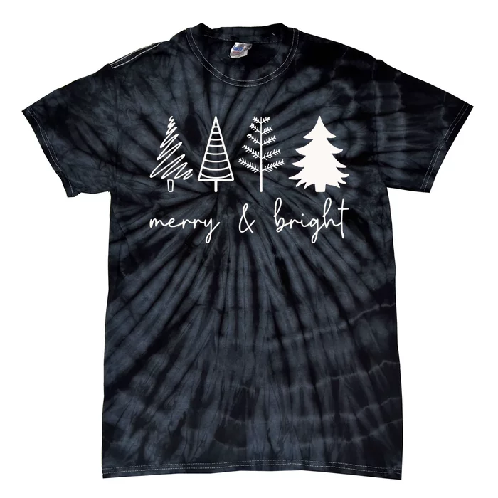 Merry And Bright Cute Christmas Tree Tie-Dye T-Shirt