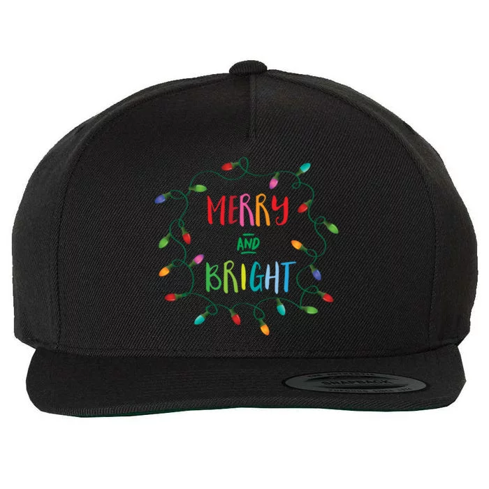 Merry And Bright Christmas Lights Wool Snapback Cap