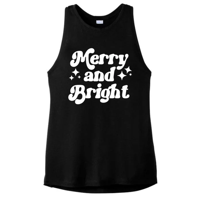 Merry And Bright Festive Christmas Ladies Tri-Blend Wicking Tank